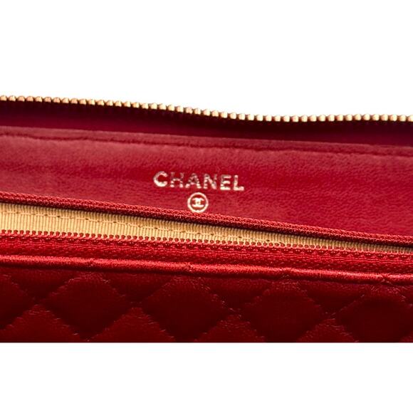 2.55 Long Wallet Distressed Leather Zip Around Purse Authentic In Red - Picture 8 of 14